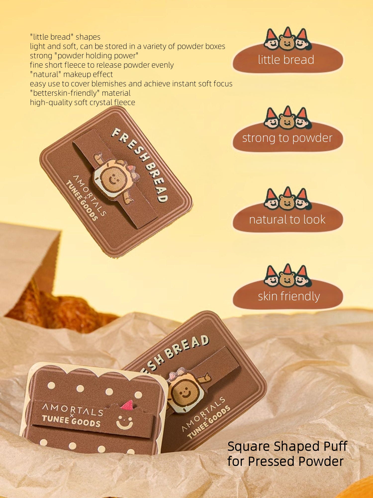 Amortals X TUNEE GOODS Square Shaped Pressed Powder Puff