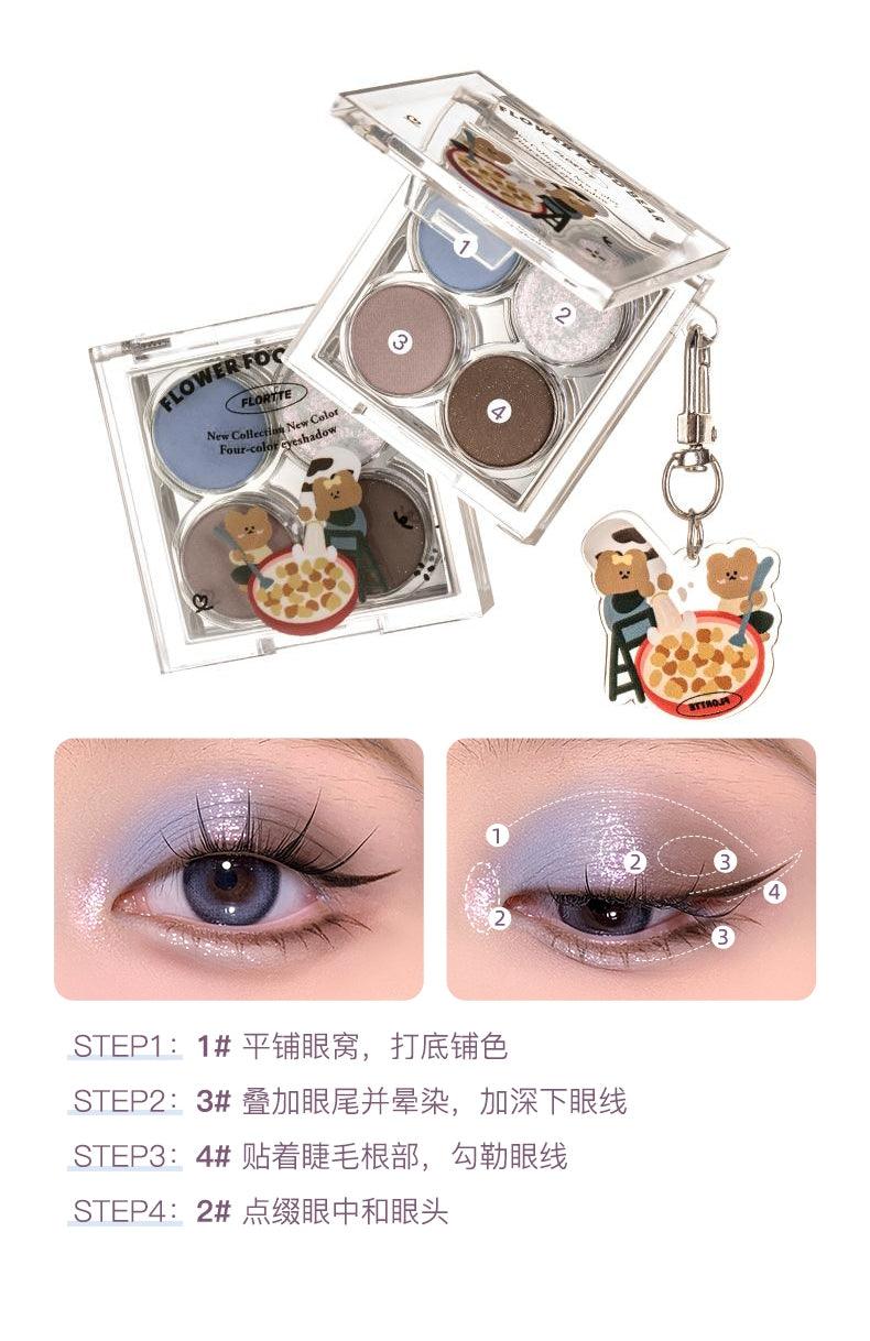 Flortte Flower Food Bear Four-Color Eyeshadow FLT059 - Chic Decent