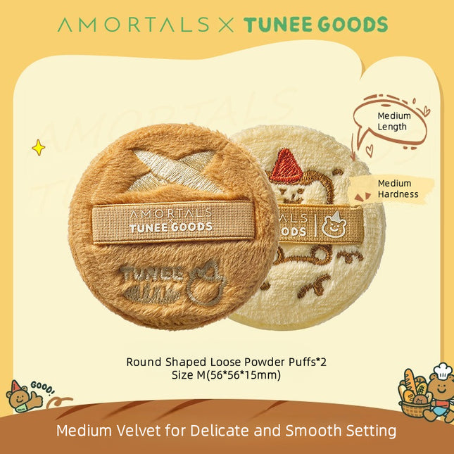 AMORTALS - TUNEE GOODS Round Shaped Loose Powder Puffs*2