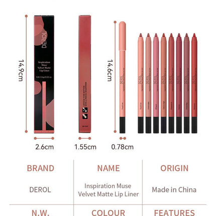 DEROL Velvet Matte Lip Liner DR044 - Chic Decent