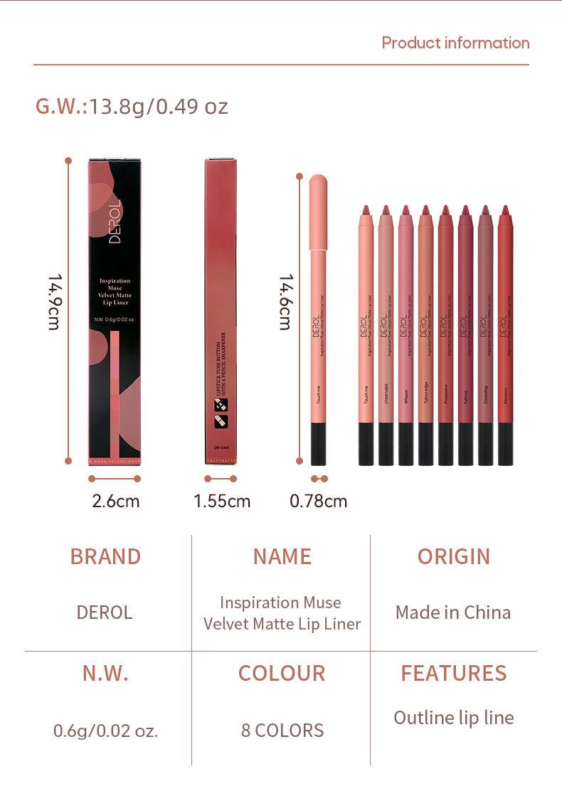 DEROL Velvet Matte Lip Liner DR044 - Chic Decent