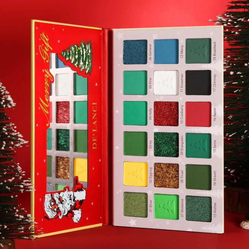 De'Lanci Merry Gift Green Makeup Palette 18 Colors Eyeshadow 27g