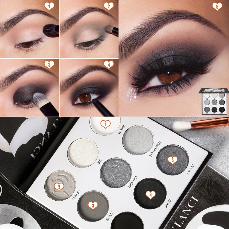 DE'LANCI panda palette 9 colors eyeshadow Chic Decent Beauty DE'LANCI panda palette 9 colors eyeshadow Chic Decent Beauty