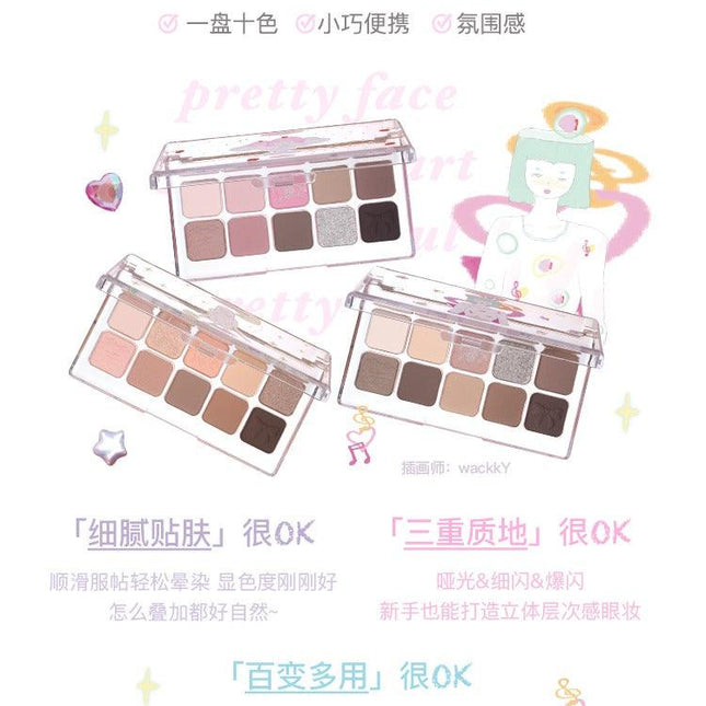 Flortte - Wackky 10 Colors Eyeshadow Palette 7.5g