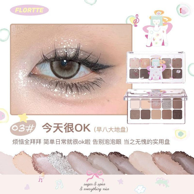 Flortte - Wackky 10 Colors Eyeshadow Palette 7.5g