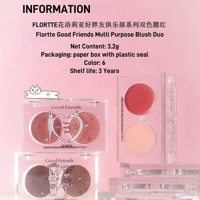 Flortte - Good Friends Multi Purpose Blush Duo 3.2g