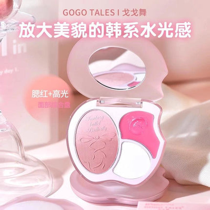 GOGO TALES戈戈舞腮红高光修容一体盘胭脂腮紫膨胀色低饱和度自然色学生平价 GT731