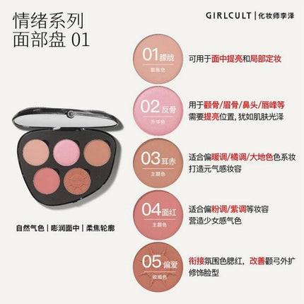 Girlcult Emotional Face Palette Blush Highlight GC042