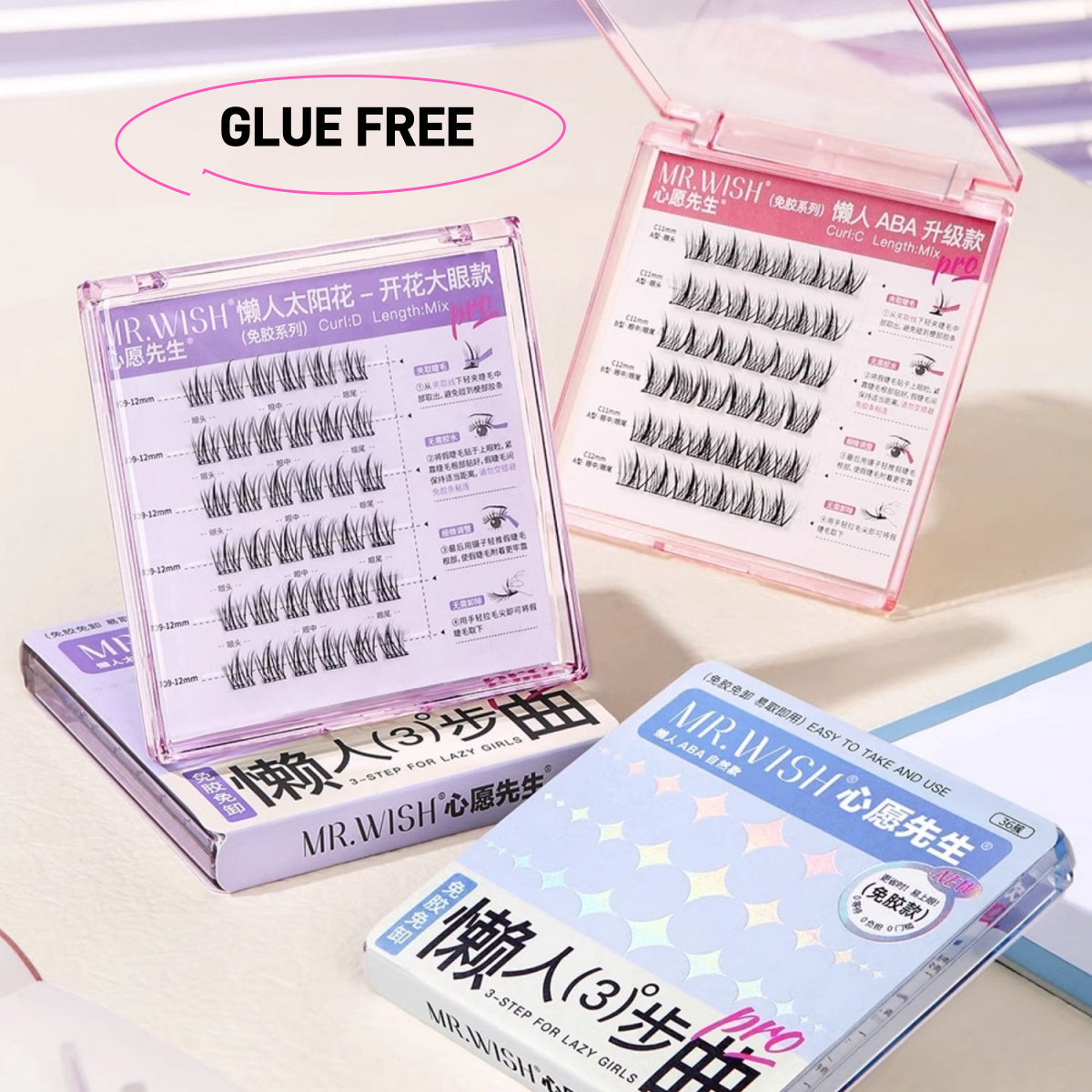 Mr. Wish 3 Steps for Lazy Girls Glue Free False Eyelashes MW005