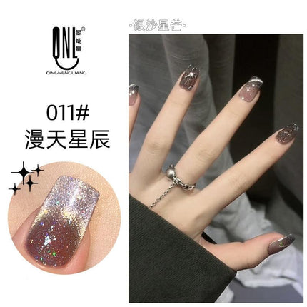 Nail Color Glue Cat Eye Silver Sand Effect YSN006 - Chic Decent