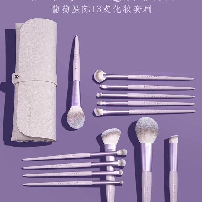 Rownyeon - Grape Purple Makeup Brush Set 13 in With Bag