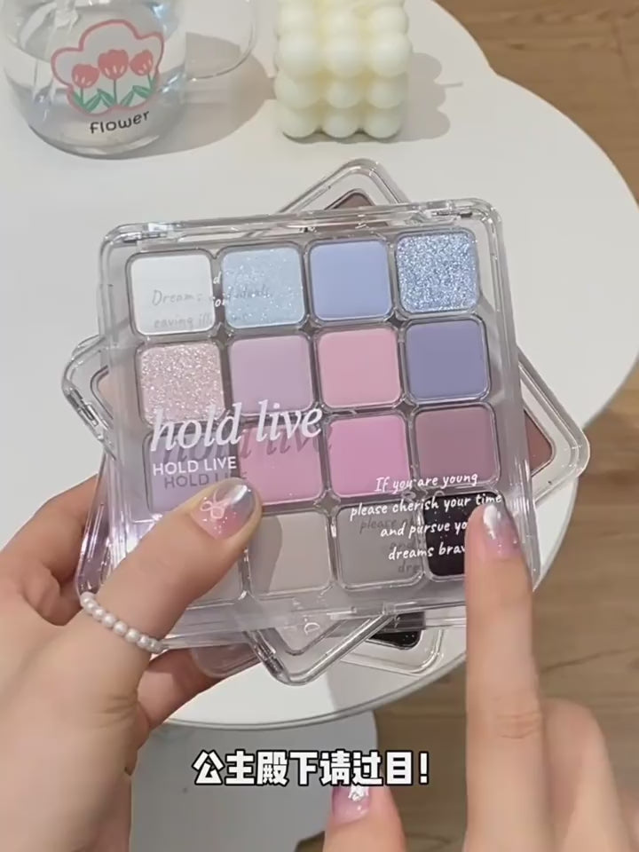 Load video: HOLD LIVE 16 Colors Eyeshadow Tray HL716