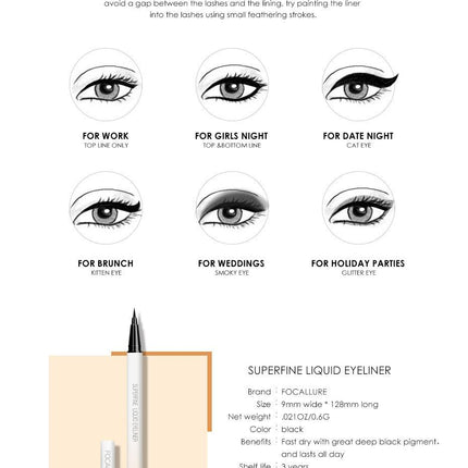 FOCALLURE Eyeliner Superfine Liquid Eyeliner FA91 - Chic Decent