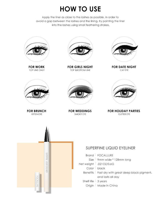 FOCALLURE Eyeliner Superfine Liquid Eyeliner FA91 - Chic Decent