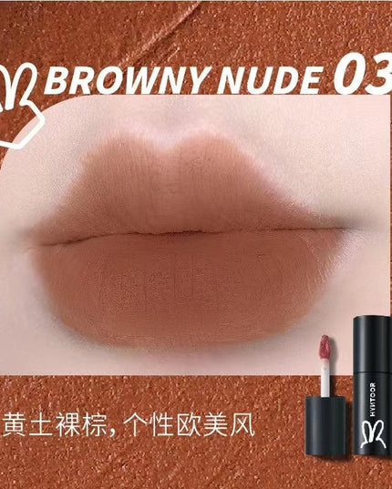 【NEW Browny Nude# Bare Pink#】HYNTOOR Black Macaron Lip Powder Tint HYT008 - Chic Decent