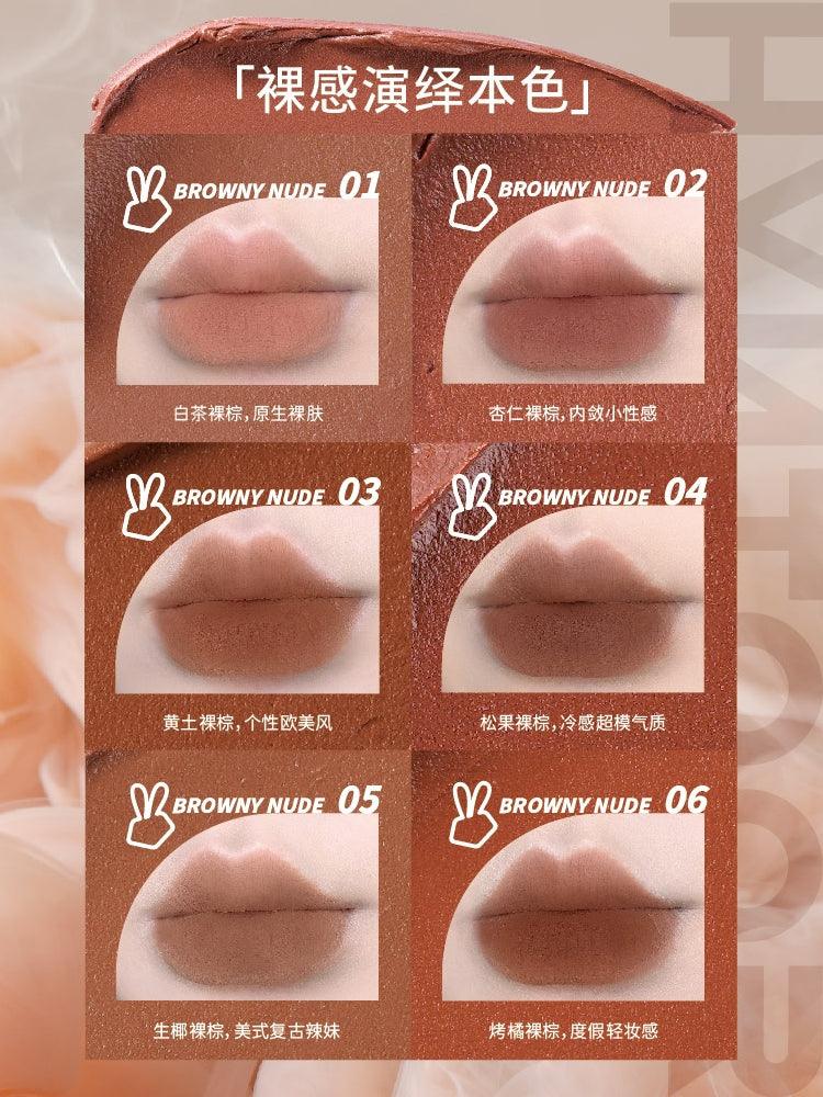 【NEW Browny Nude# Bare Pink#】HYNTOOR Black Macaron Lip Powder Tint HYT008 - Chic Decent