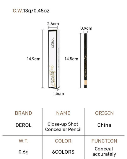 DEROL Close-Up Shot Concealer Pencil DR032 - Chic Decent