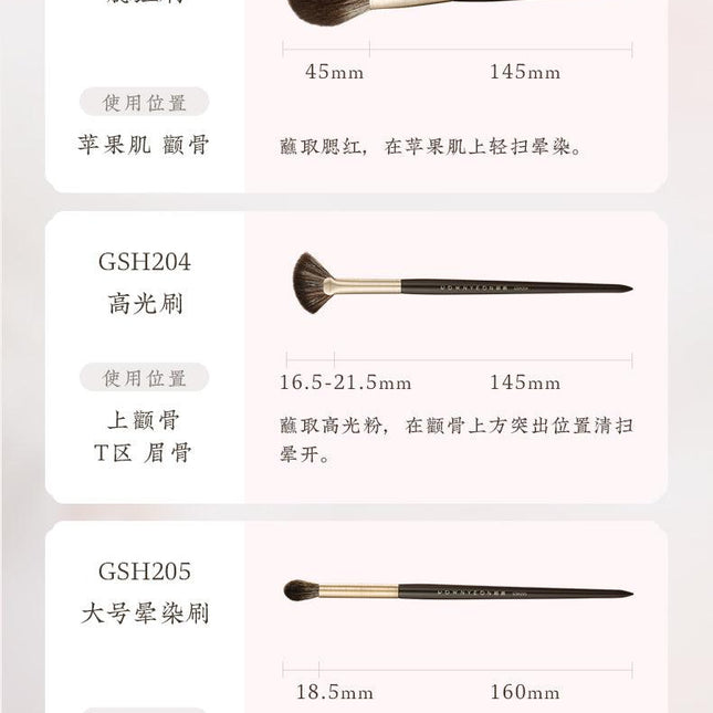 Rownyeon GSH Portable Makeup Fiber Brush 10-in-Set RY005 - Chic Decent