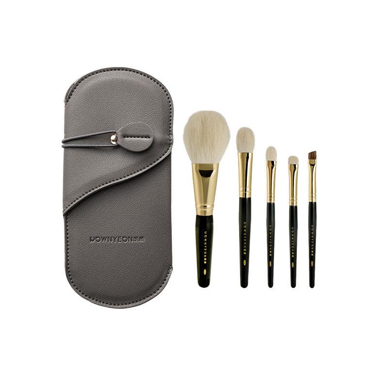 Rownyeon Portable Wool Makeup Brush 5-in-Set Black RY001 - Chic Decent